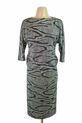 Animal Print Dress Sequin Glitter VTG Ricki Lang For Nuit Black Silver 2pc S/M