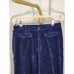 Vintage Old Navy Blue Velvet 100% Cotton Flat Front Straight Leg Pants Size 8