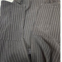 Vintage La Belle Pinstripe Strapless Midi Dress Floral Embroidery Black Red USA