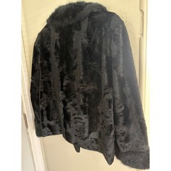 Vintage Styled by Winter Black Faux Fur Double Breasted Coat Jacket Women S