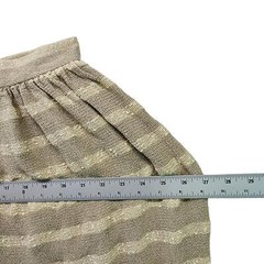 Womens Vintage Midi Skirt Tan Ivory Popcorn Stripe Size 7/8