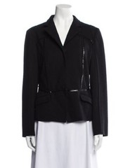 Prada Womens Authentic Vintage 100% Wool Crop solid black Blazer Jacket 48 Large