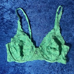 Vintage Lace Bra Teal Blue Tag Faded 36c? See Pics
