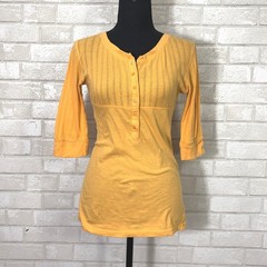Vtg Arizona Womens Y2K Half Sleeve Babydoll Henley Top Large Gold Bella Swan