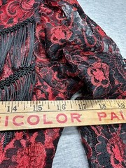 VTG Lilia Smitty Red/Black Lace Fringe Western Goth Long Gown/Dress Size 3/4