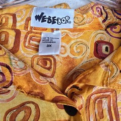 WE BE BOP Vintage Klimt Art Nouveau Swirl Print Rayon Button Front Top Plus 3X