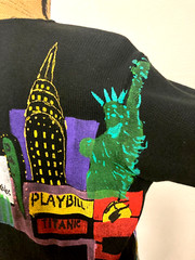 Women’s S/M Vintage 90’s Marguerita Hand Painted Cardigan Skirt Set NYC Theatre