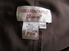 Vtg Adriana Papell Chiffon Dress Sz 20W 100% Silk Brown Gray Handkerchief Hem