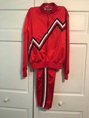Cheerleader Sweats Sz M Red, White, Black, Jacket & Pants Set WARM UP SUIT