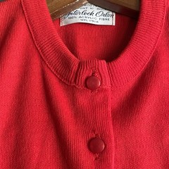 Vintage Cardigan Women’s Size S Red 1950s 100% Acrylic Fibre V-Neck Button Front