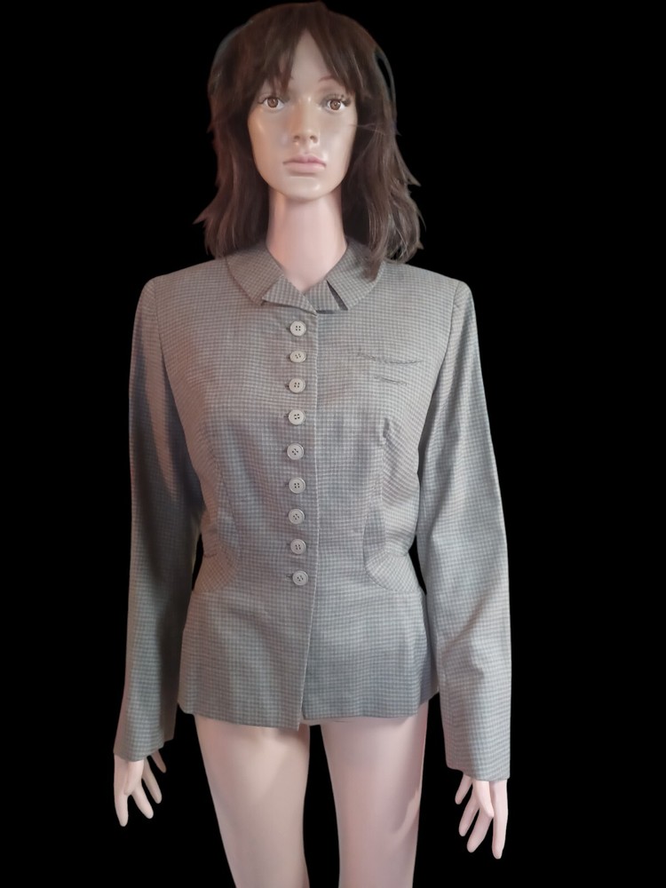 True Vtg 1940s IRENE LENTZ Blazer Jacket S Mid-century Art Deco Marshall Fields