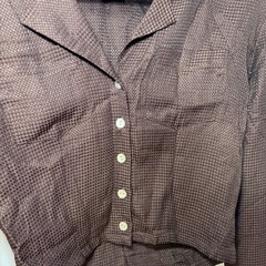 90s Jonathan Martin Brown Cropped Button Up Blouse Indie Sleeze Womens M USA