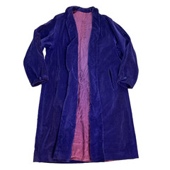Vintage MCM Purple Velvet Opera Coat Lined Open Front 3/4 Sleeve
