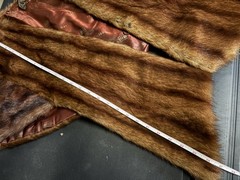 VTG 40s 50s REAL STRIPED MINK RAHWAY FUR STOLE WRAP AROUND SHAWL CAPE BOLERO