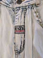 Vtg GET USED by ELIE High Waist Floral Patches Acid Wash Mom Jeans Streetwear 90