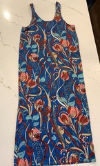 Vintage 70’s Print Dress Sleeveless Whimsical Floral NO Tags Women’s Large