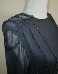 Vintage/Antique 1920’s Art Deco Black Silk Chiffon Jet Beaded Flapper Dress