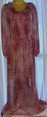 Lovely ALBERT NIPPON Red White Chiffon Semi Sheer Maxi Dress ILGWU Size 14