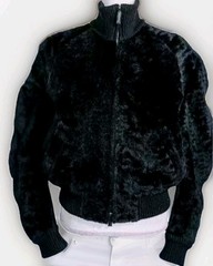 🔥 VTG Calvin Klein Europe Italian Real Fur Leather Black Bomber Jacket 10/Large