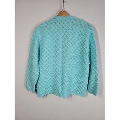 Vintage 60s Aqua Popcorn Bobble Knit Cardigan Sweater M Coquette Cottage