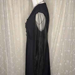 Vintage Puritan Forever Young Long Black Maxi Dress Sheer Sleeves Medium