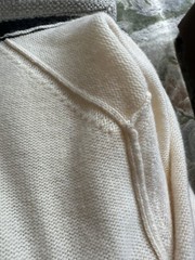 CHANEL Size 38 Cream Black Cashmere Contrast Trim Open Front Cardigan