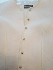 VINTAGE GEIGER OF AUSTRIA Ivory Button Wool Fitted Jacket Crop Blazer Sz 42 EU