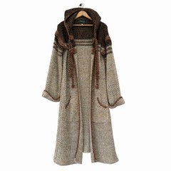 Vintage 70’s Chunky Knit Hooded Duster Cardigan Jacket By Chego
