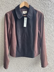 Vintage Caché Womens Novelty Jacket Reptiles Print Lined Black Brown Size L NEW
