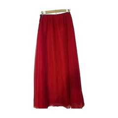 Vintage Mister Jay Red Sheer Mesh Overlay Maxi Skirt Small Chiffon Floor Length
