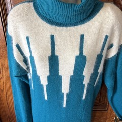 Vintage 80s-90s CRABGRASS Abstract Knit Sweater DRESS Angora Rabbit Hair Acrylic