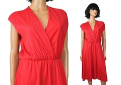 80s Versatile Dress 11/12 M L Vintage Red Sleeveless Plunge Neck Cocktail Gown