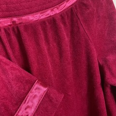 Vintage Appel Robe Red Zip Front Satin Velour Coat Bust 22.5 in