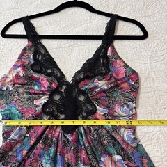 Vintage Vandemere Floral Silky Full Sweep Maxi Nightgown Negligee Gown Sz XSP