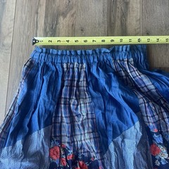 VTG DENIM Patchwork Midi Skirt Cotton Floral Boho S/M P Cottagecore 90s Peasant