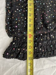 VTG 1980s SAKS FIFTH AVENUE Silk Blouson DRESS SEQUINS Beads Rouched Cuffs