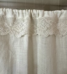 Lovely Antique 1900 Edwardian White Cotton Petticoat Lace Trim Drawstring Skirt