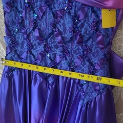 Zum Zum 1980s Party Dress Juniors 5-6 Purple Blue Lace Polyester Acetate