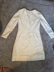 1960s Cream White Wool Longsleeve Shift Dress Winter Bridal