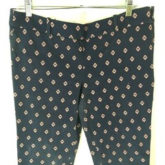 VTG J Crew Womens Mid Rise Casual Flat Front Floral Navy Blue Capri Pants Size 8