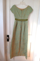 1960s Maxi Prairie Gown Floral Print Velvet Bubble Skirt Hostess XS S 34