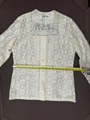 Vintage Tumbleweeds Lace Blouse 3/4 Sleeves – Ivory/Cream Top M
