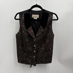 Wah Maker Vintage Collection Floral Tapestry Vest Women Large Western Velvet USA