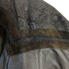 Leather Jacket Global Identity G-III Embossed Suede Accents Shoulder Pads