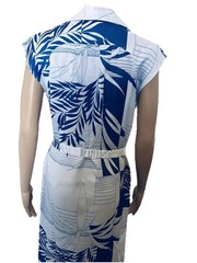 VTG Andrade Hawaiian Blue Floral Leaf Dress Tropical Resort Wear Sz 6 Honolulu