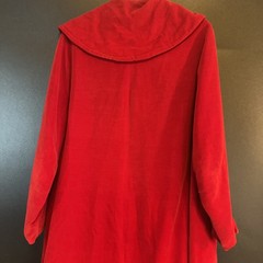 Vtg 1950s Red Crushed Velvet Long Jacket Pin Up Small/6 Wide Collar Over Coat