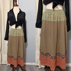Carol Little Sport Petites Vintage Midi Skirt M Mixed Print Cotton Pockets Boho