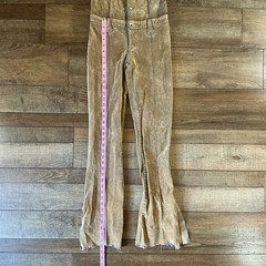 VTG JNCO Suede-Feel Jumpsuit Size M Tan Flare Leg Cap Sleeve Snap Front Y2K #36F