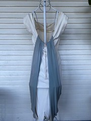 ORIGINAL by RUDOLF 50s Or 60s White And Blue Cocktail Dress With Unique Train