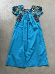 1970s San Antonino Oaxacan Huipil Dress Cotton Hand Embroidered Mexico S VTG